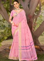 Cotton Pink Casual Wear Printed Saree